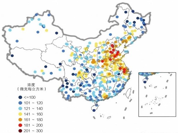 全國臭氧污染分布圖